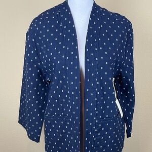 NWT Ana (A New Approach) Jacket Kimono Blue Patterned 3/4 Sleeves; Size XSP-SP